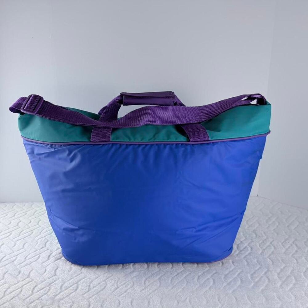 Vintage 80s 90s Thermos colorblock extra large blue purple cooler bag - Picture 3 of 8